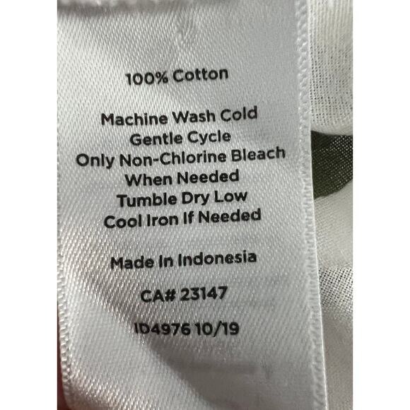 Talbots Classic Cotton Button Front Shirt White w/Green White Dots Size S - Picture 9 of 9